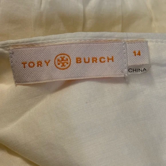 NWOT TORY BURCH Sleeveless Tie Top Smocked Peplum Ivory Shirt Blouse Size 14 - Picture 15 of 15